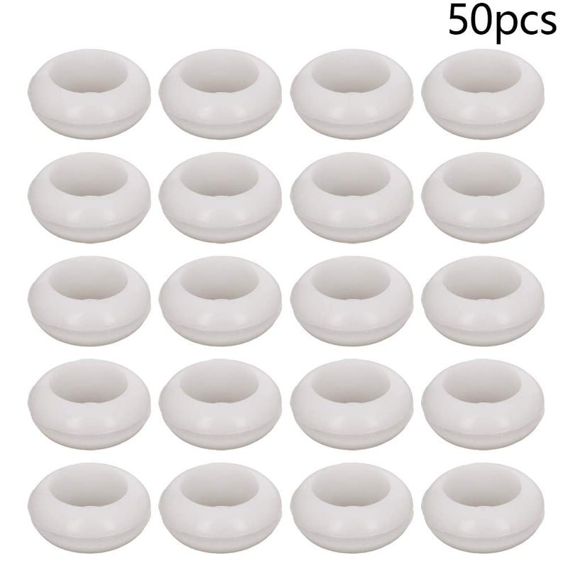 Fielect Rubber Grommet 50Pcs 18mm Inner Dia Oil Resistant Armature Rubber Grommets for Wiring Cable White Hole Dia:18mm