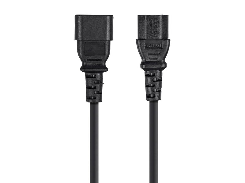 Monoprice 3-Prong Extension Cord - 1.5 Feet - Black | IEC 60320 C14 to IEC 60320 C13, 18AWG, 10A, 125V