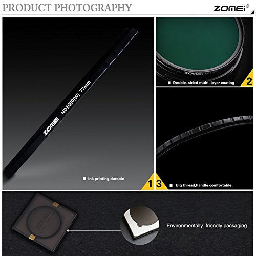 Zomei Circular 58mm Ultra Slim HD ND1000 18 Layer Multi-Coated Optical Schott Glass 10 Stop Neutral Density Lens Filter