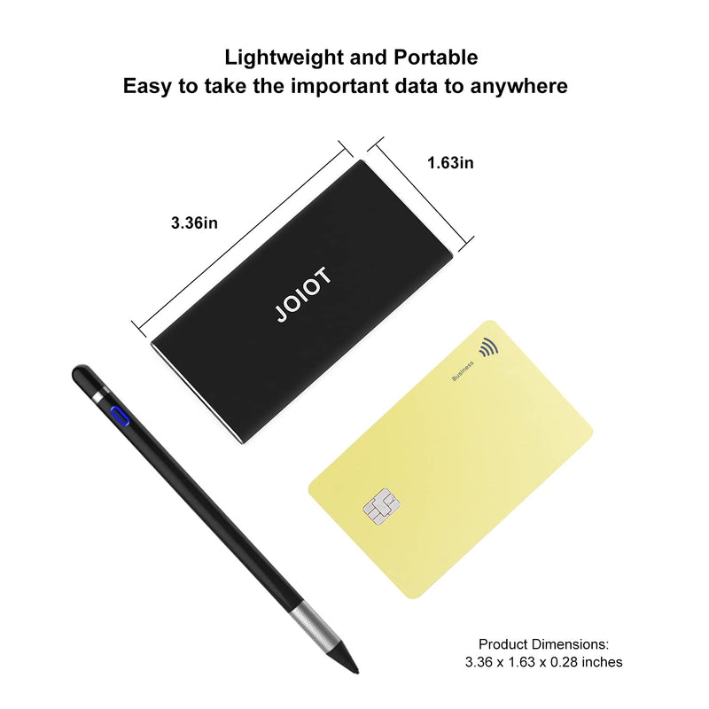 JOIOT Portable SSD 500GB External Solid State Drive Fast Speed Flash Drive SSD up to 500 MB/s Read Type C USB 3.1 for Gaming Windows Mac OS PC Mackbook PS4 Xbox one (Black) 3).500GB