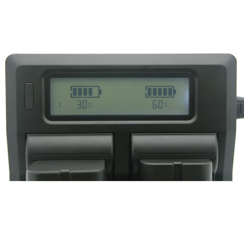 Dual-Channel LCD Display Charger for Sony NP-F550, NP-F570, NP-F750, NP-F760, NP-F770, NP-F950, NP-F960, NP-F970 Camcorder Batteries
