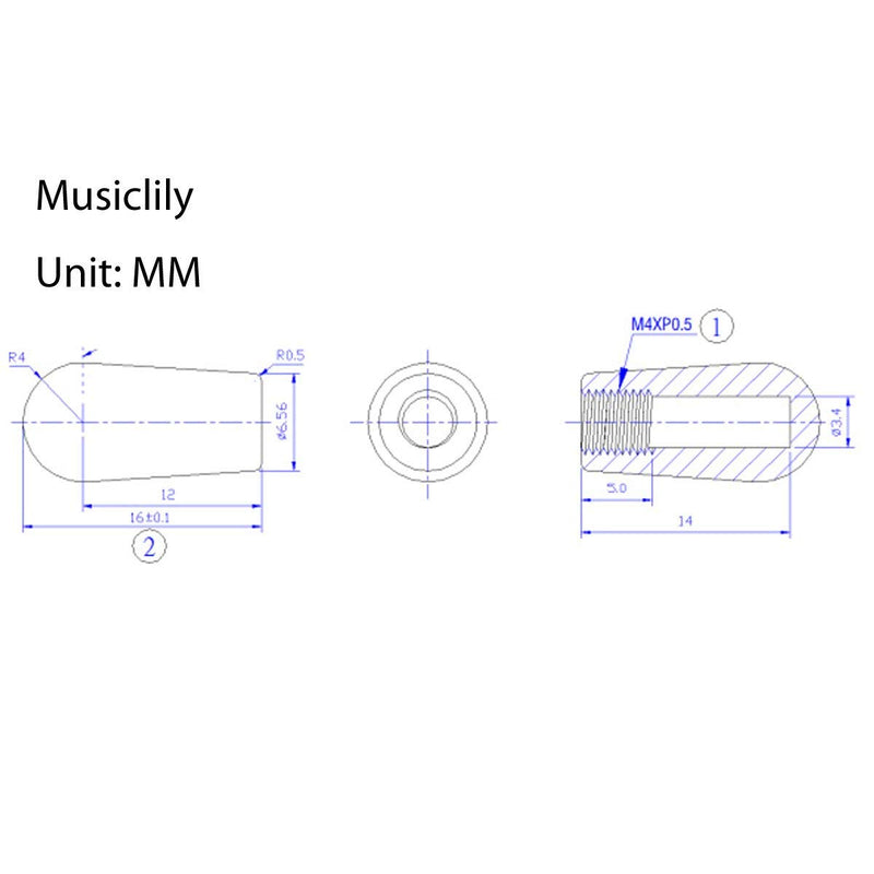 Musiclily Metric Plastic Guitar Toggle Switch Knob Tip Caps for 3 Way Pickup Selector Toggle Switches, White(Pack of 5)