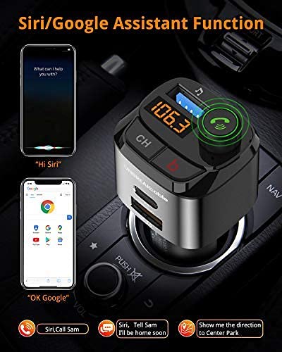 UNBREAKcable Bluetooth 5.0 FM Transmitter for Car, 18W PD3.0 & QC3.0 Car Charger, Wireless Bluetooth FM Radio Adapter, Bass Booster Music Player FM Car Kit, Hands-Free Calling, Support USB Drive