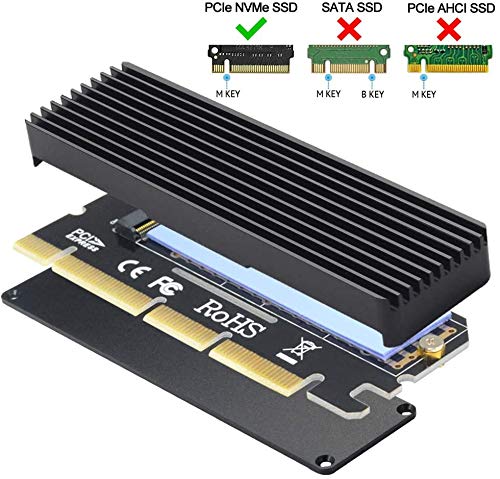 GODSHARK NVME Adapter with Heat Sink, M.2 SSD Key M to PCI Express x4/x8/x16 Converter Expansion Card, Support 2230 2242 2260 2280, Compatible for Windows XP 7 8 10