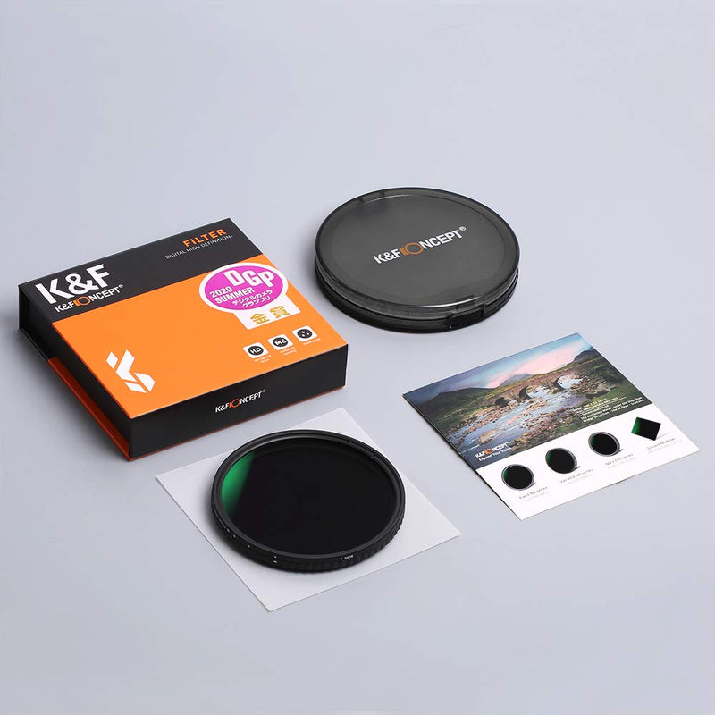 K&F Concept 58mm Variable ND Filter ND8-ND128 (3-7 Stop) HD Hydrophobic VND Filter for Camera Lens No X Cross