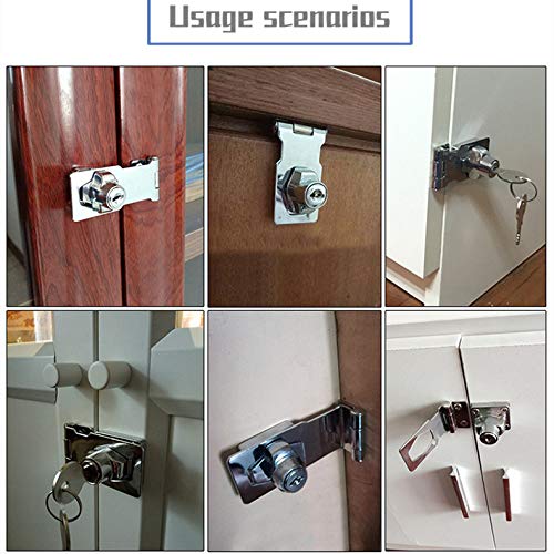 2 Packs Keyed Hasp Locks Twist Knob Keyed Locking Hasp for Small Doors, Cabinets and More,Stainless Steel Steel, Hasp Lock Catch Latch Safety Lock Door Lock with Keys (4inch, Silver) 4inch