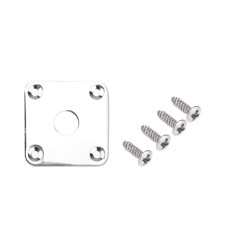 Musiclily Pro Metal Flat Bottom Square Jack Plate for Epiphone USA Les Paul Style Guitar, Chrome