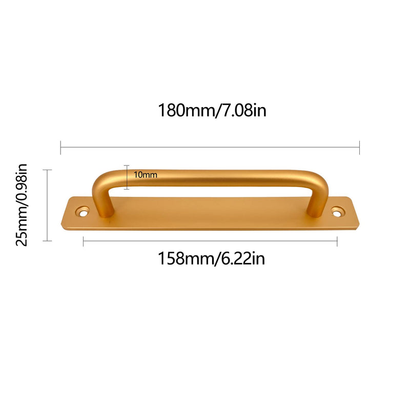 FasHuby 2 Pcs Closet Door Handles with Plate 7 Inch Gate Handle Modern Simple Door Pull Handle Hardware with Screws for Sliding Door Pull, Fence Cabinet Handle, Gold