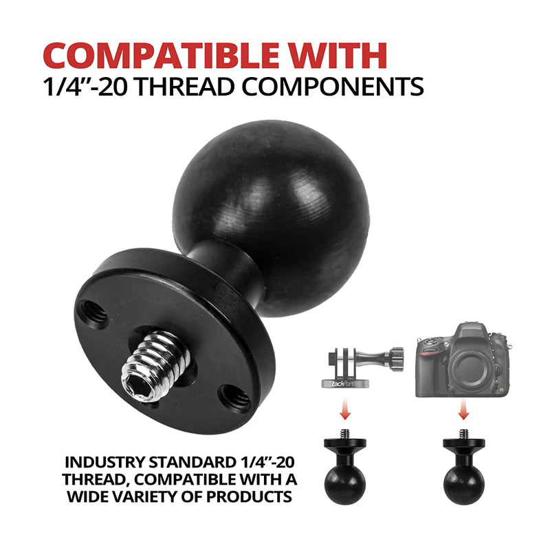 1" Rubber Ball Camera Mounting Adapter with 1/4"-20 Thread for Mounting GoPro, Point-and-Shoot Cameras and More! Metal with screw