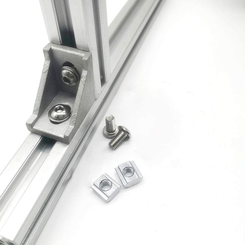 12 Sets 2020 Series Aluminum Extrusion Corner Connectors Profile Connector Set, 12pcs Corner Bracket 6mm Slot, 24pcs M5x10mm T-Slot Nuts, 24pcs M5x10mm Hex Socket Screw Bolt