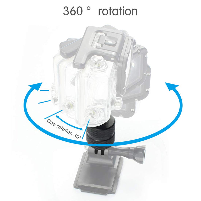 FEICHAO 2Pcs 360 Degree Universal Swivel Mount CNC Rotating Tripod Adapter Head Pivot Arm Connector Compatible for Gopro Hero Series/Session 8.0 5 4 / Fusion and Other Action Camera