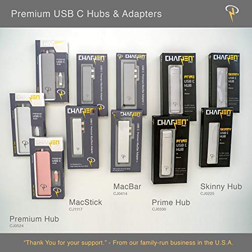 CharJenPro USB C Hub for All USB C laptops, Tablet, Phones. Gigabit Ethernet, USB C Power Delivery, HDMI 4K, 3 USB 3.0. Gray