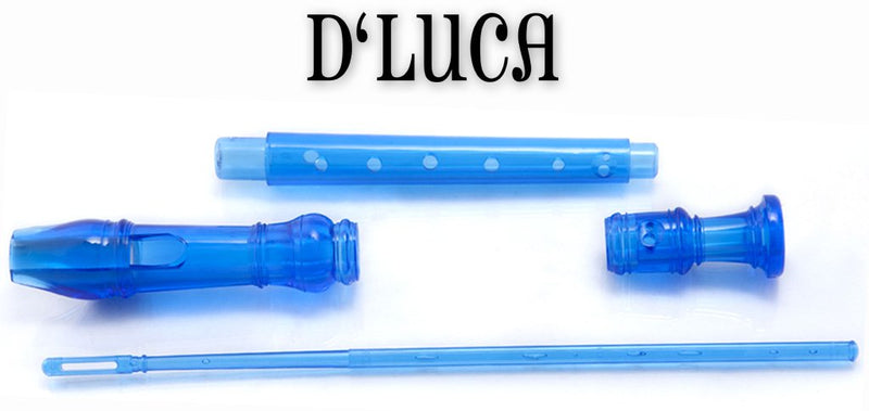 D'Luca MR-100-BL Student 3 Piece Recorder Flute, Blue