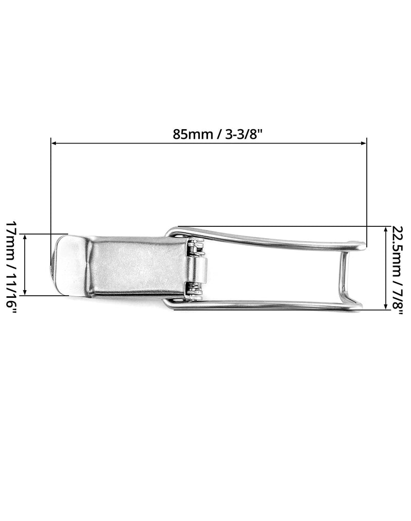 QWORK 304 Stainless Steel Spring Loaded Toggle Latch Hasp, 4 Pack 3-3/8" Boxes Lock Buckle for Cabinet