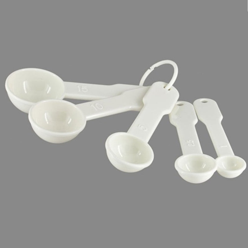 Bezall 5 in 1 White Plastic 1g 2.5g 5g 10g 15g Measuring Spoons Set Kitchen Baking Tools