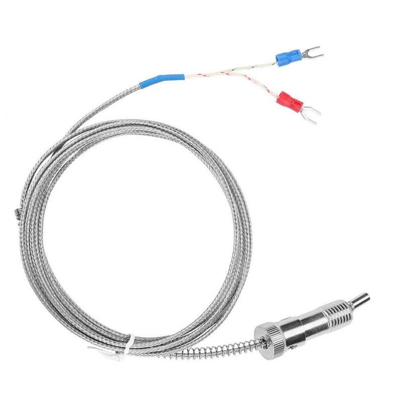 K-Type Thermocouple, Walfront Bayonet Compression Spring Type K Thermocouple Temperature Sensor Probe Temperature Gauge 0-400℃ 1m/2m/3m/4m/5m Wire (Optional)(5 m)