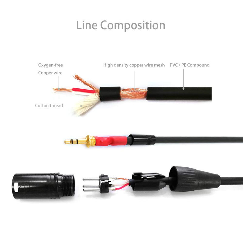 NANYI 3.5mm (1/8 Inch) TRS Stereo Male to XLR Male Interconnect Audio microphone Cable, Suitable for ipod, Mobile phone, active speakers, stage, DJ, studio audio console, 0.5M (1.6FT) 3.5 M-XLR M-1.6FT