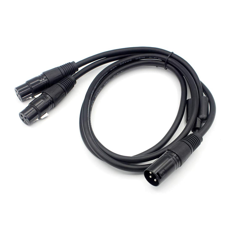 LoongGate Long XLR To Dual XLR Y Splitter Cable,Microphone Lead/Combiner Y Cable Patch Cord 0.5m (1M-2F 1.5m) 1M-2F 1.5m