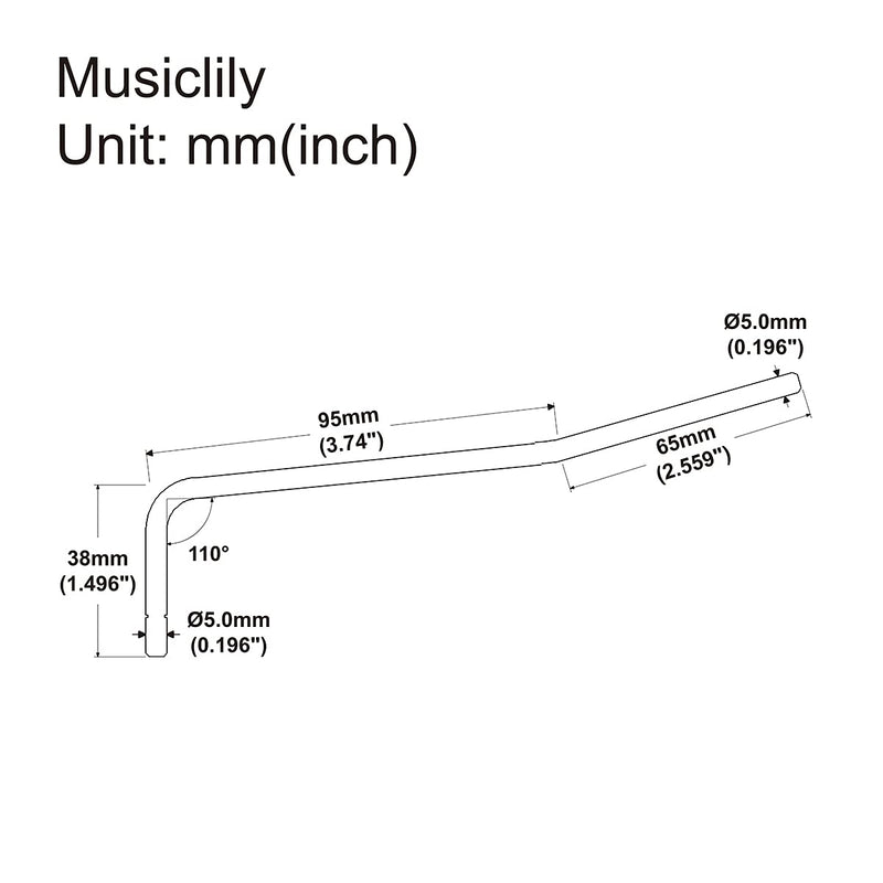 Wilkinson 5mm Push-In Strat Tremolo Arm Bridge Whammy Bar for Wilkinson and Other Imported Electric Guitar, Gold without tip