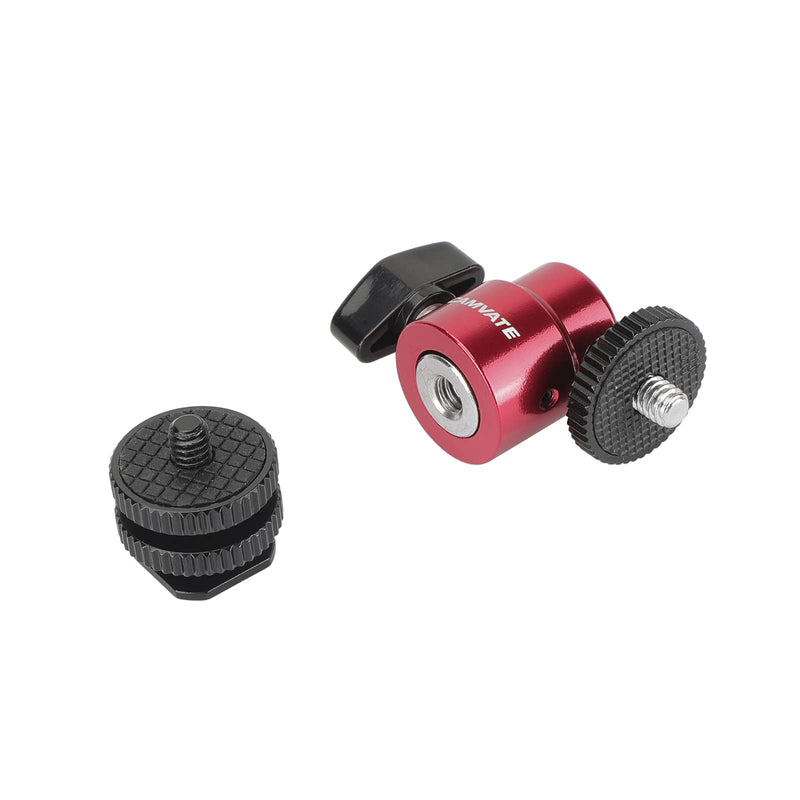 [AUSTRALIA] - CAMVATE Ball Head Support (Red) with Double End 1/4"-20 Threads + Shoe Mount Adapter with 1/4" Lock Nuts - 2881 
