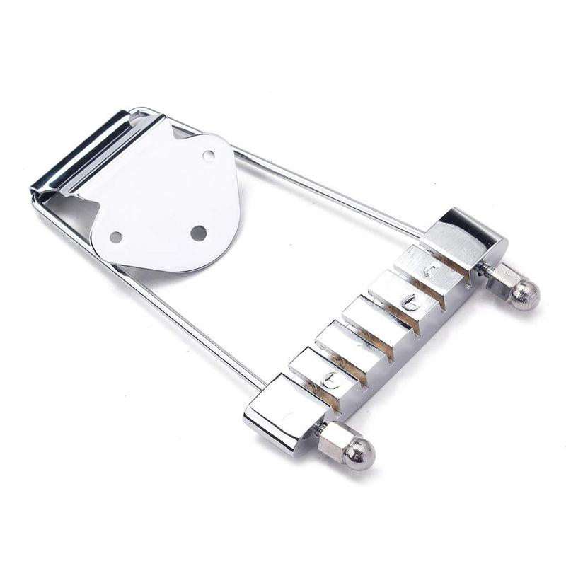 Alnicov 6 String Guitar Trapeze Tailpiece Bridge for Jazz Archtop Guitar Replacement - Chrome