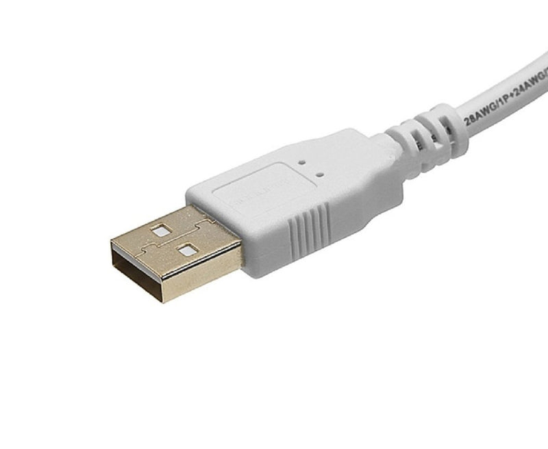 USB 2.0 A Male to A Male 28 OR 24AWG Cable Gold Plated White, 10 Feet, CNE608211