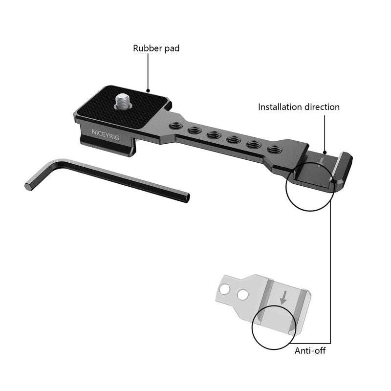NICEYRIG Cold Shoe Extension Bar with Quick Release Plate for Arca-Swiss Dovetail, Vlog Vlogging Microphone LED Light Holder Mount Applicable for DSLR Camera, Mini Tripod - 433