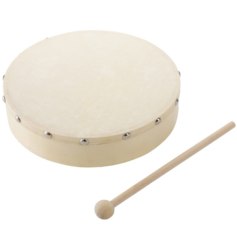 Foraineam 10 Inch & 8 Inch Hand Drum Musical Hand Percussion Wood Frame Drum with Drum Stick
