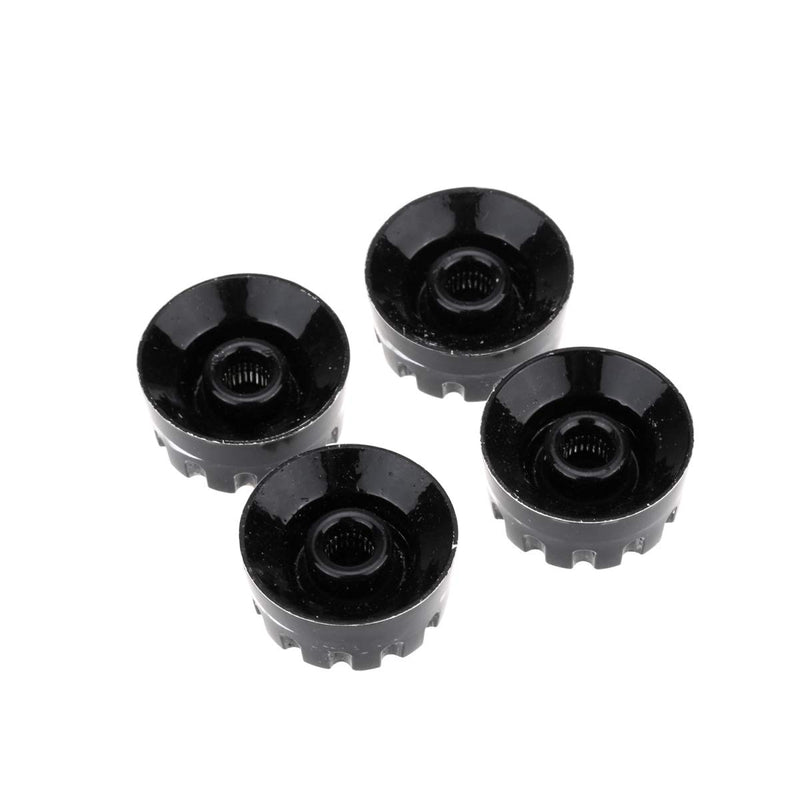 Musiclily Pro Metric Size 18 Spline Knurled Speed Control Knobs for Epiphone Les Paul SG Electric Guitar Asia Import Guitar Bass Split Shaft Pots, Black (Set of 4)