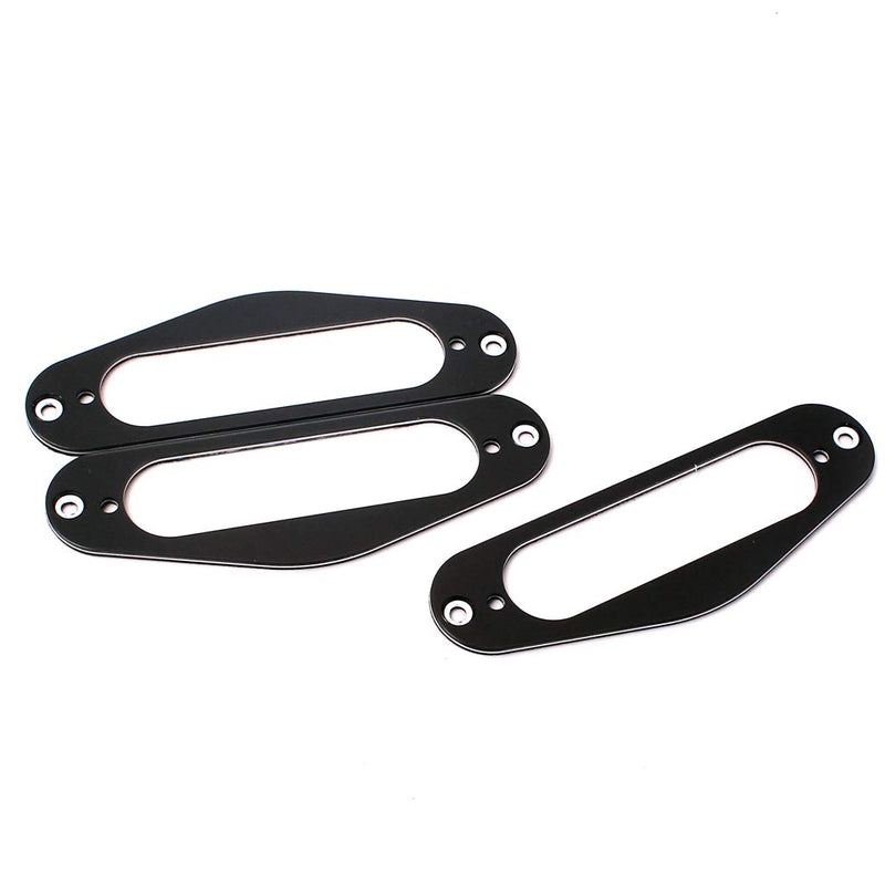 Alnicov 3 Pcs Metal Single Coil Surround Pickup Plate Mounting Ring for TL Electrical Guitar Black