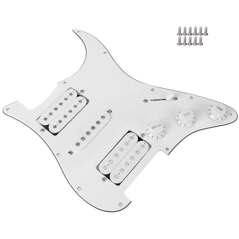 Electric Guitar Board, Metal PVC Guitar Pickguard Humbucker with HSH Pickup Loaded Prewired for Fender Strat(White) White