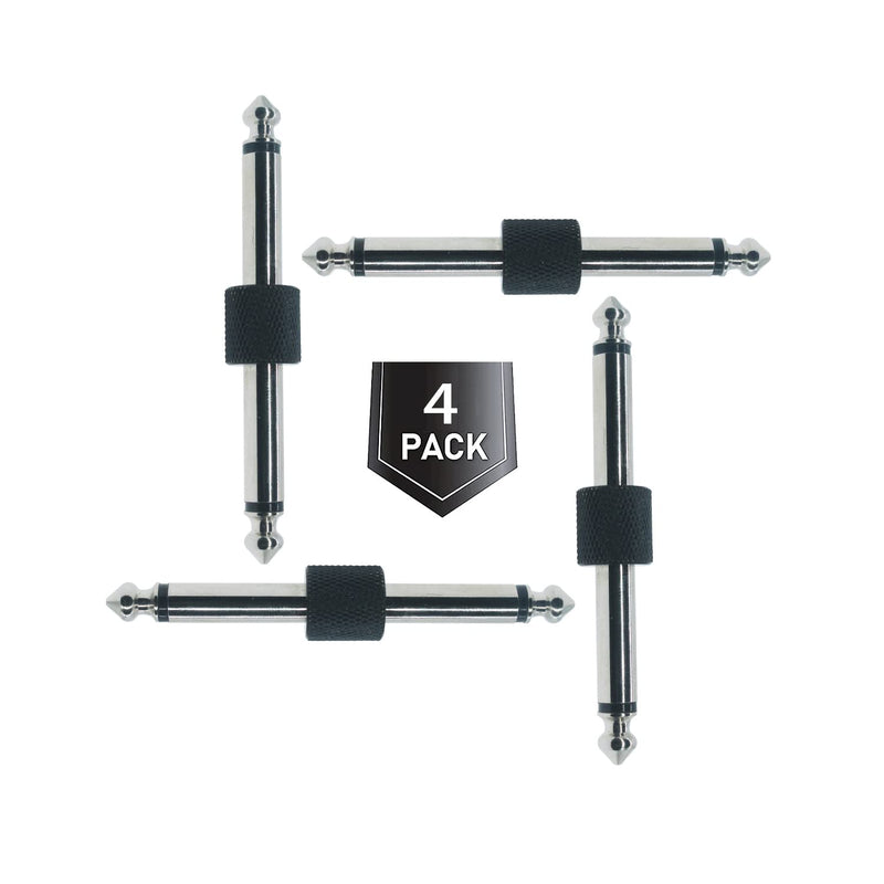 Amavoler Professional Guitar Pedal Coupler, 1/4 inch TS Guitar Effects Pedal to Pedal Connector Straight Type (4 Pack) (Black) Black