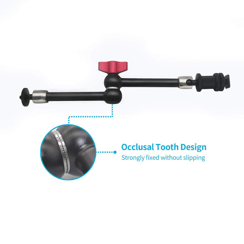 Hemmotop Magic Arm 11 Inch with Super Clamp Articulating Friction Arms for GoPro iPhone LCD Monitor Clamp Holder Mounts Kit Adjustable Black Red