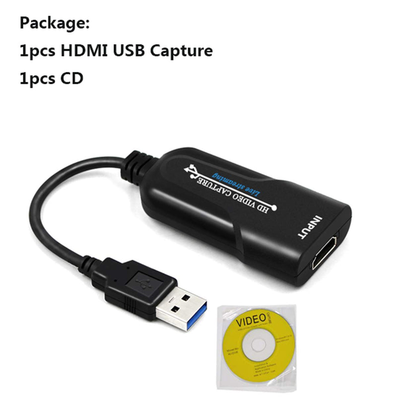 Capture Card HDMI to USB2.0 1080p30hz Game Video and Audio Grabber Card Record via Recorder Game/Video/Live Broadcasting Facebook Streaming Video Recording