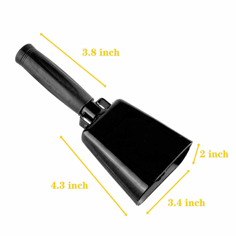 Steel Cow Bell with Handle Cowbells,Cheering Bell and Loud Noise Makers Hand Bells for Sporting Events,Football Games,School Bell,Farm Hand Chimes Percussion Musical Instruments (8 inch Black)