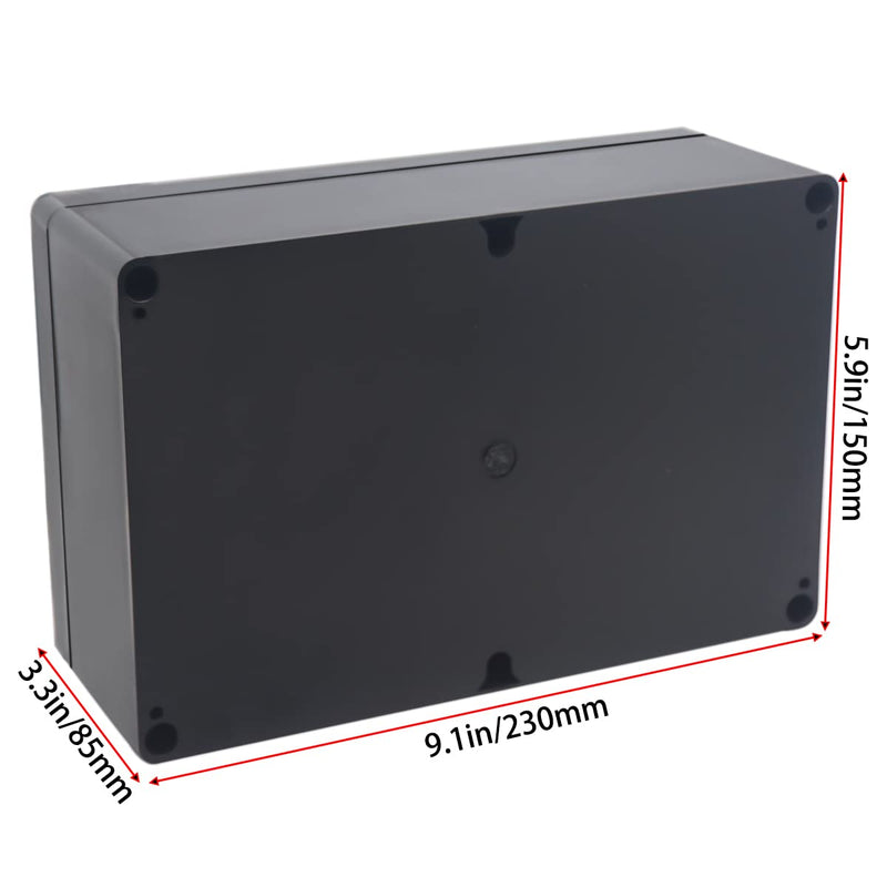 YETLEBOX Watertight Junction Box, IP67 Waterproof Project Box Durable ABS Plastic Electronic Enclosure Case for DIY Electrical Project Black 9.06" x 5.91" x 3.35"(230 x 150 x 85 mm) 9.06" x 5.91" x 3.35"