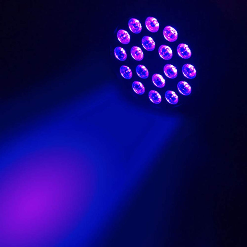 [AUSTRALIA] - Led Par Can 18LED DMX512 UV LED Stage Light Ultraviolet Black Light 7 Lighting Modes Glow in The Dark with Sound Activated IR Remote Control for Glow Party Theater DJ Stage Lighting 