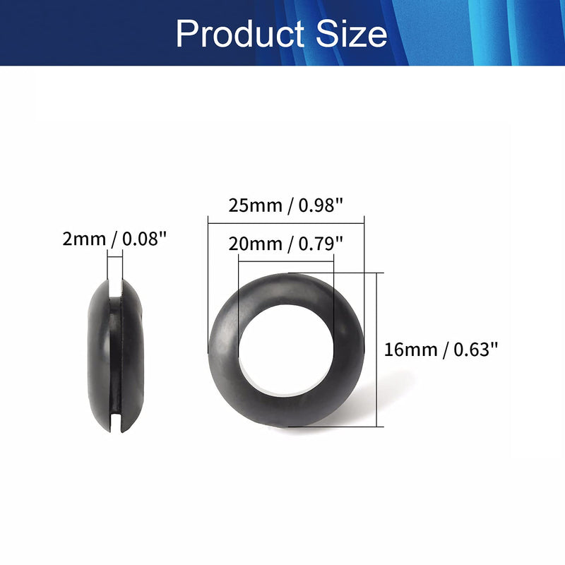 [AUSTRALIA] - 200Pcs Rubber Grommet 16mm Inner Dia Oil Resistant Armature Rubber Grommets for Wiring Cable Black,Aicosineg 