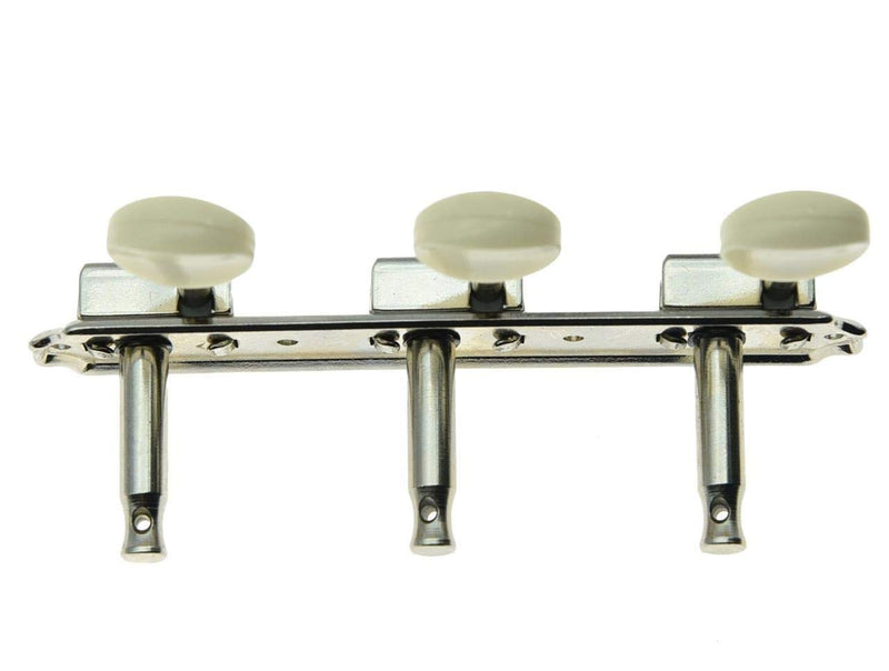 [AUSTRALIA] - KAISH Nickel w/Aged White 3 per side 3x3 on a Plate Vintage Guitar Tuning Keys Tuners 3L3R Nickel with Ivory Button 
