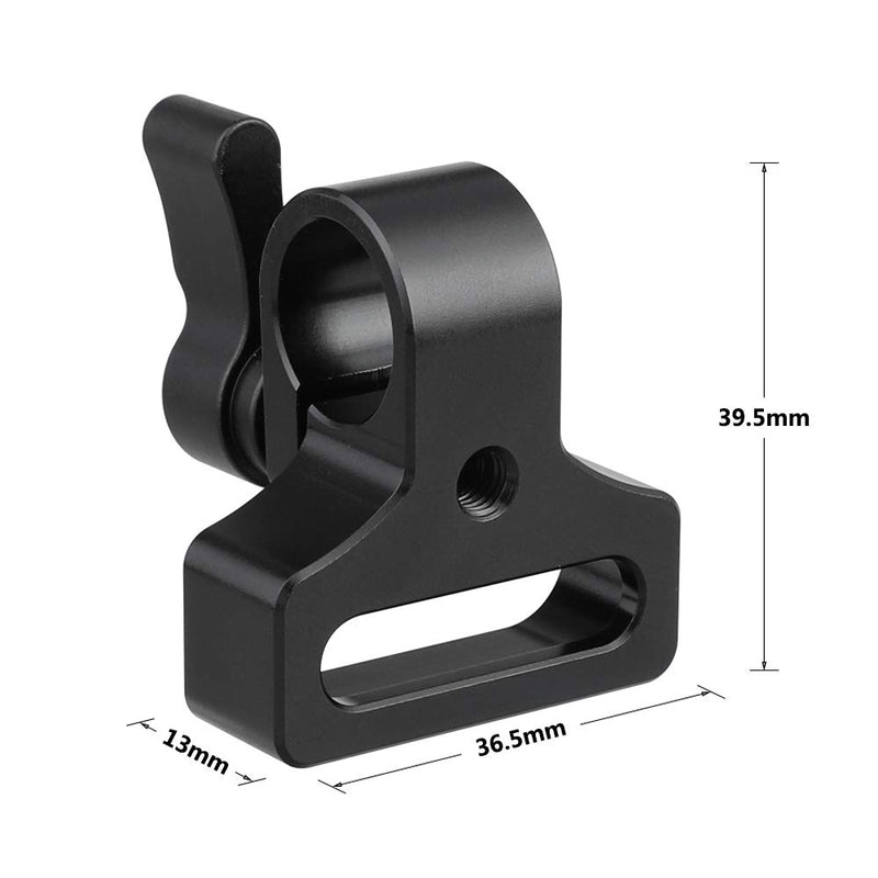 CAMVATE 15mm Single Rod Clamp Extension Adapter Install on Two 1/4-20 Thread Hole for DSLR DIY Accessory(Black Knob)