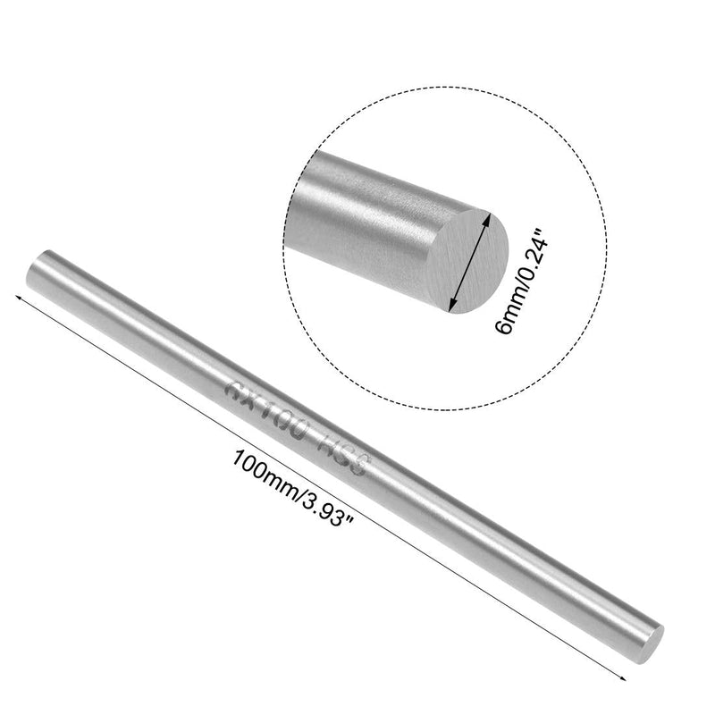 uxcell Round Steel Rod, 6mm HSS Lathe Bar Stock Tool 100mm Long, for Shaft Gear Drill Lathes Boring Machine Turning Miniature Axle, Cylindrical Pin DIY Craft Tool, 10pcs