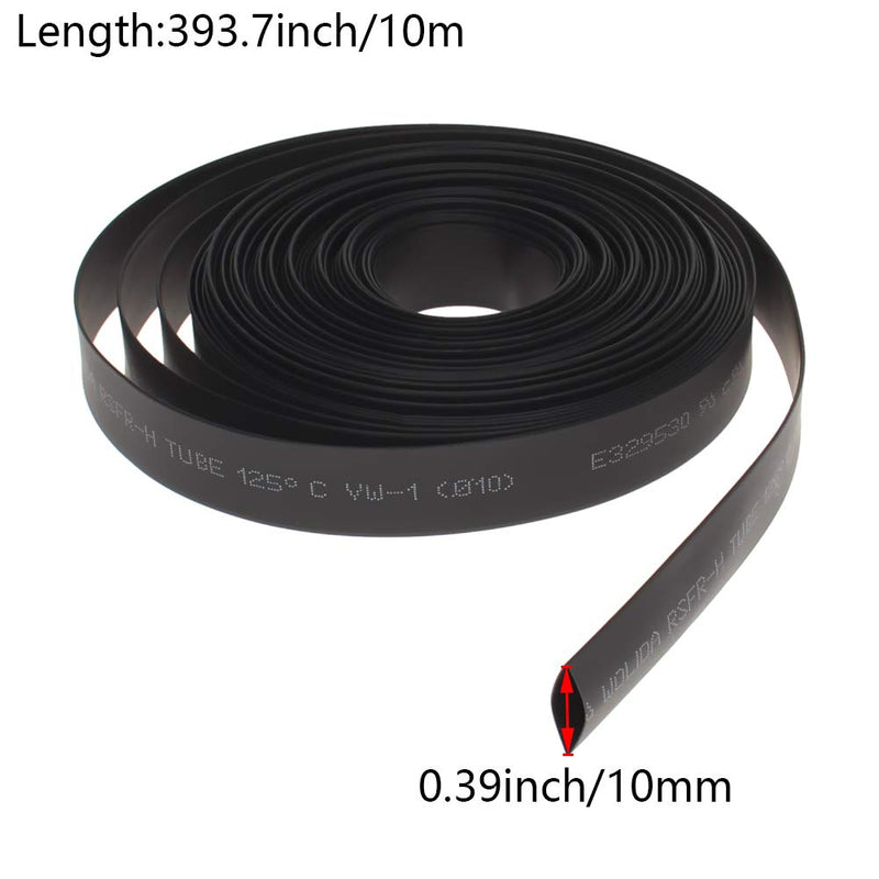 1Pcs Heat Shrink Tubing,2:1 Black Bettomshin Electrical Wire Cable ≥600V & 248°F,10mx10mm(LxDia) Shrink Wrap Long Lasting Insulation Protection fit 5.2～9.0 Wire Harnesses Metal Tube Anti-Rust of Rod