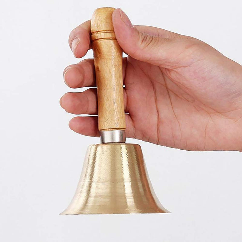 Extra Loud Bell Small Hand Bell Solid Brass Call Bell with Wooden Handle School Bells Dinner Bell Loud Ringing Bell Service Bell Servant Bell Church Bells Sell Celebration Bells Attention Bell