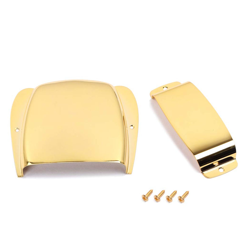 Alnicov Bass Pickup Cover Zinc Alloy Pickup Bridge Plate Cover Set for Bass Electric Guitar - Gold