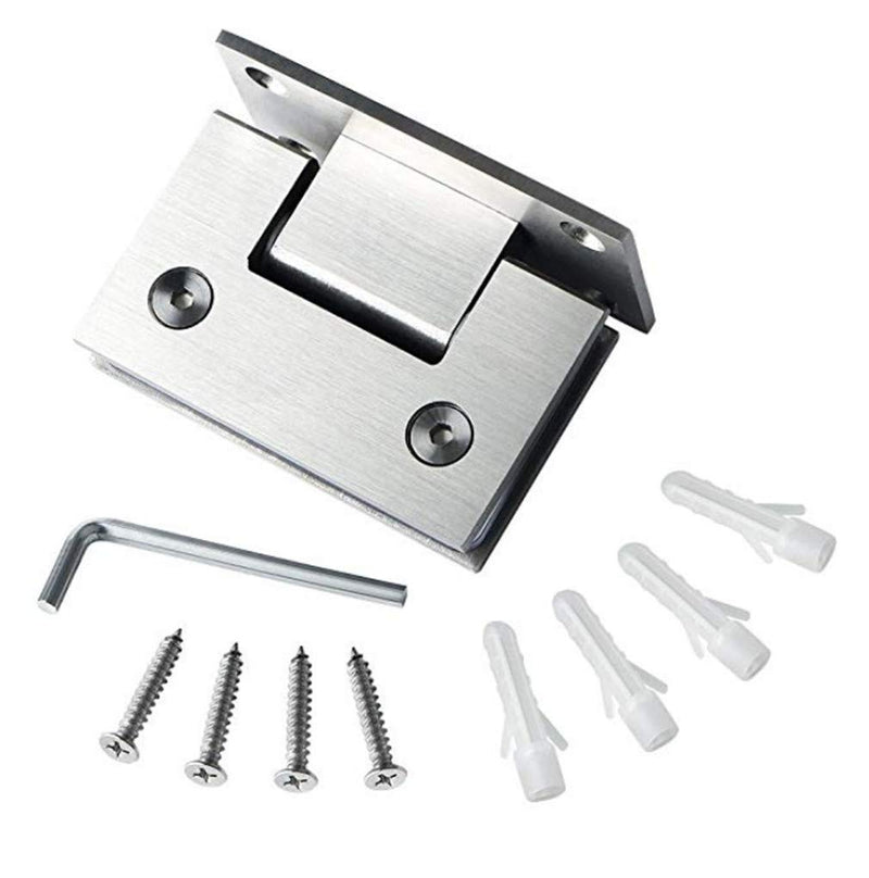 Glass Shower Door Hinges, Heavy Duty Glass Door 90 Degree Hinges Stainless Steel Bathroom Gate Clamp for 8-12 mm Toughened Glass, Rust Corrosion Resistance Brushed Nickel