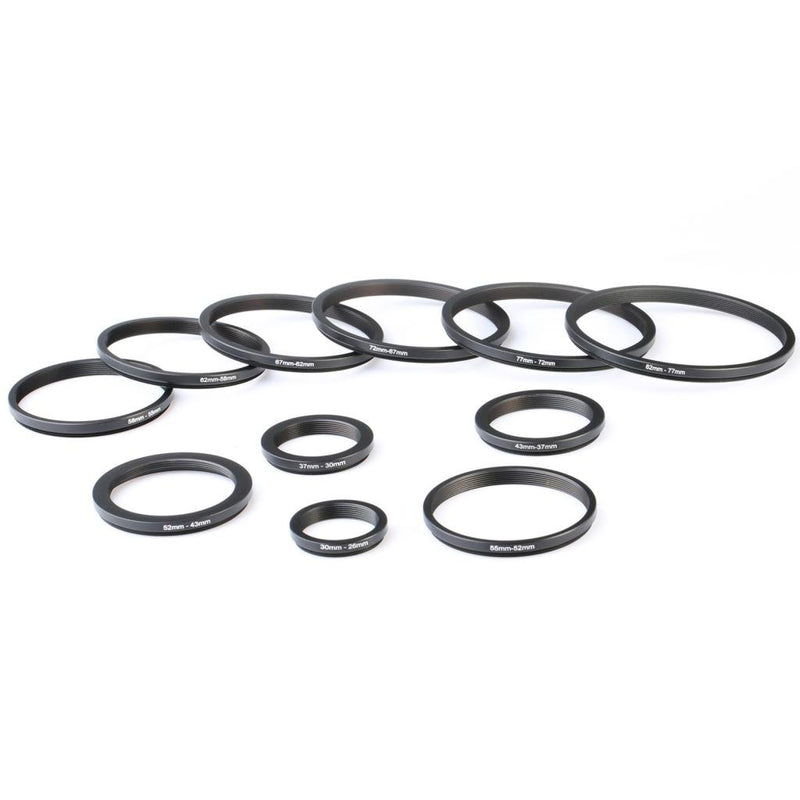 Step Down Rings for Filters, K&F Concept Metal 11pcs Lens Filter Step Down Adapter Ring Kit 43-37MM 52-43MM 55-52MM 58-55MM 62-58MM 67-62MM 72-67MM 77-72MM 82-77MM for DSLR Camera