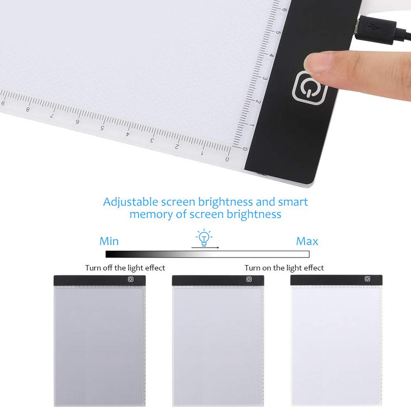 A4 Light Board Portable LED Tracing Light Box Adjustable Light Drawing Pad USB Powered with Felt Bag and Clips for Artists Drawing 5D DIY Diamond Painting Craft Sketching and Animation Design