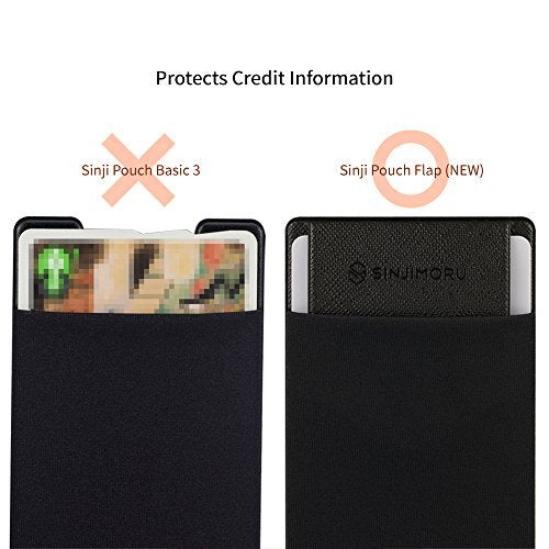 Sinjimoru Secure Card Holder for Back of Phone, Stretchy Fabric Cell Phone Wallet Stick On Credit Card Case for iPhone & Android. Sinji Pouch Flap Beige