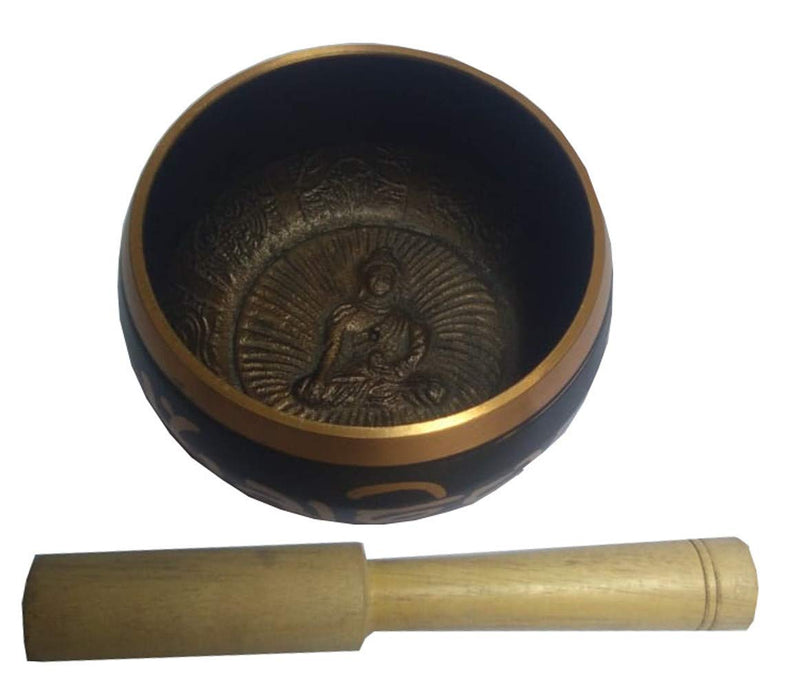 Purpledip Bell Metal Singing Bowl: Handmade Tibetan Buddhist Musical Instrument for Meditation, 4 inches (11079A)