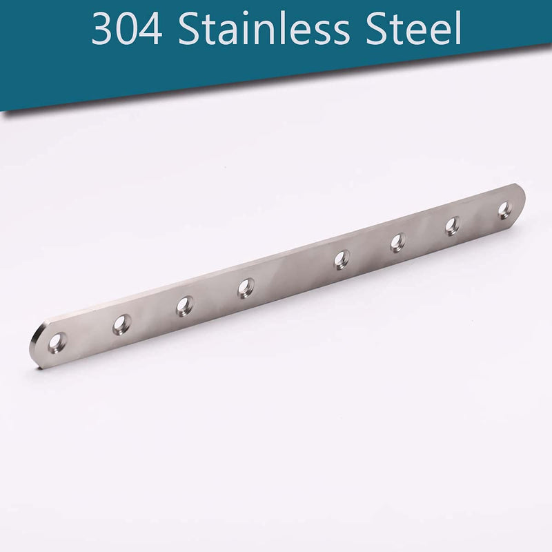 Heyiarbeit 4 PCS Flat Fixed Straight Bracket Repair Board 9.84" x 0.79"Brushed Stainless Steel Surface Connection Angle Bracket Gusset Plate